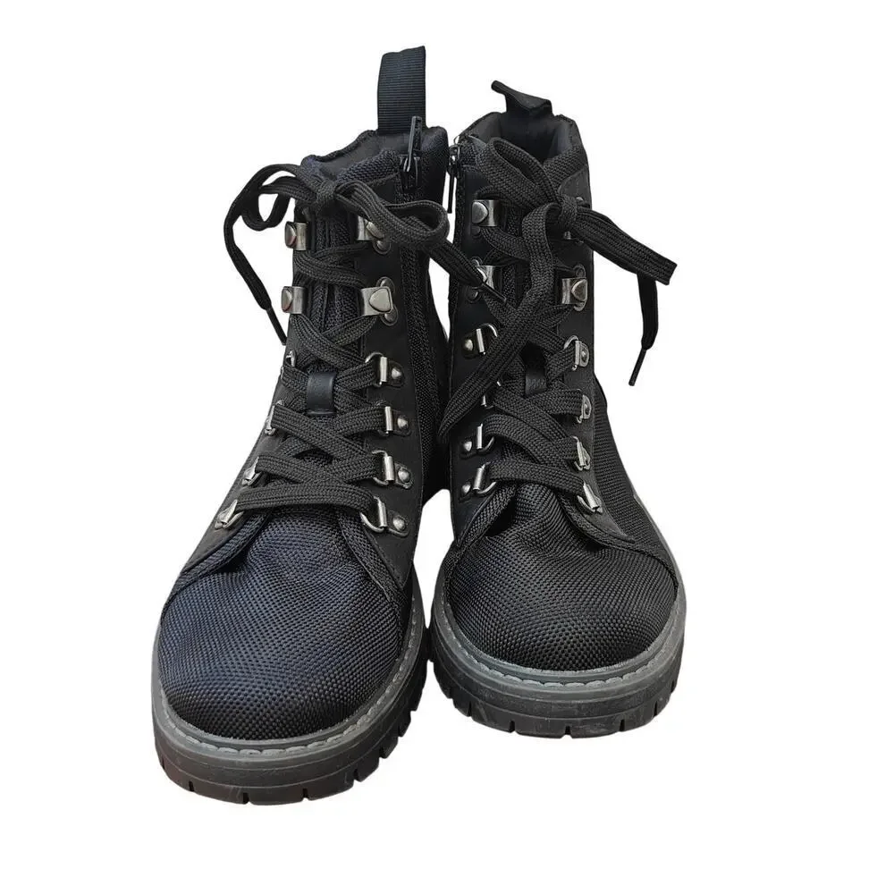 Cliffs by White Mountain Black Combat Boots Women’s 6.5 | Lug Sole Zip